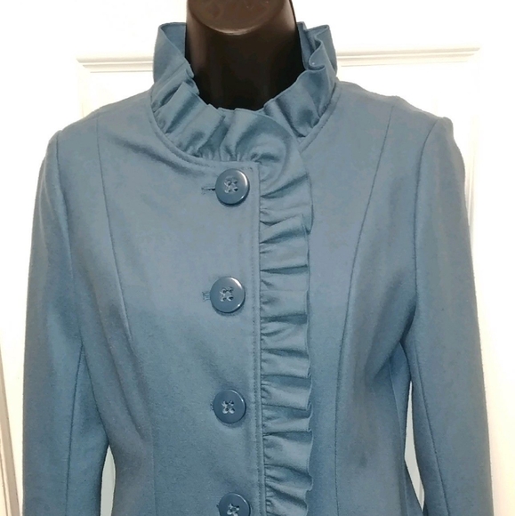 Tulle robin egg blue wool coat - Picture 9 of 11